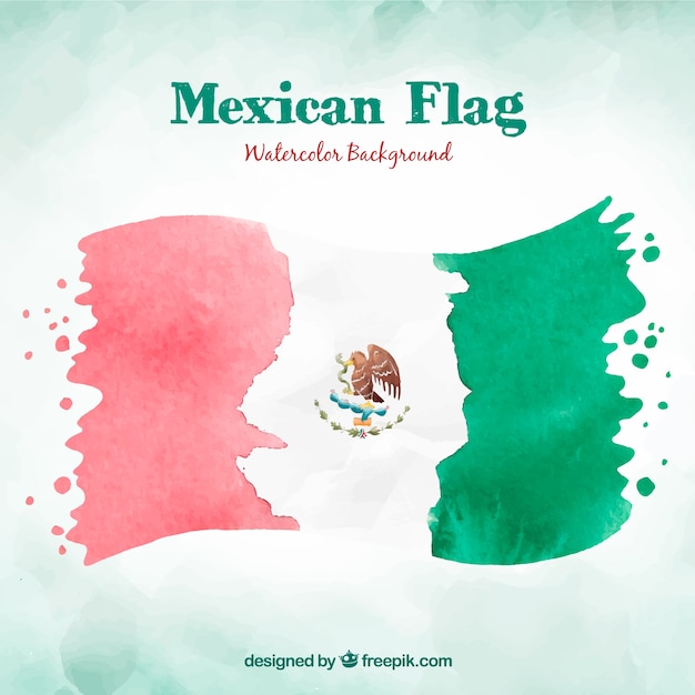 Акварельный мексиканский флаг фон