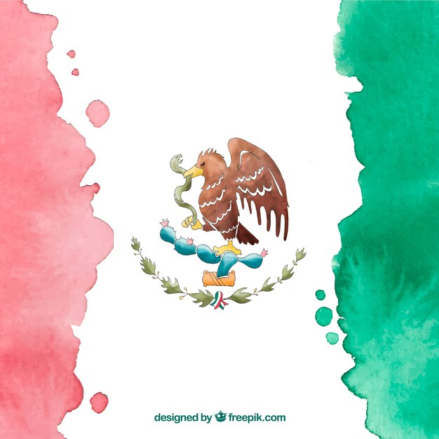 Watercolor mexican flag background