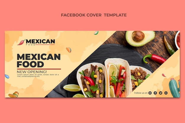 Free vector watercolor mexican food facebook cover