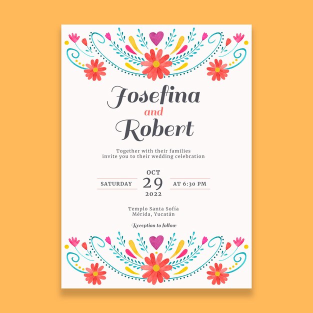 watercolor mexican wedding invitation