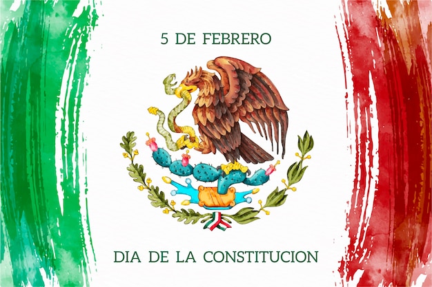 Watercolor mexico constitution day