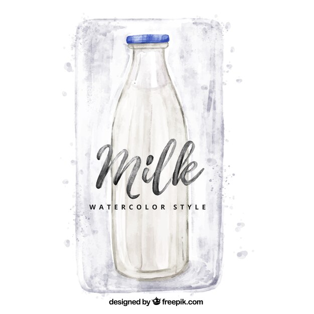 Watercolor milk bottle 