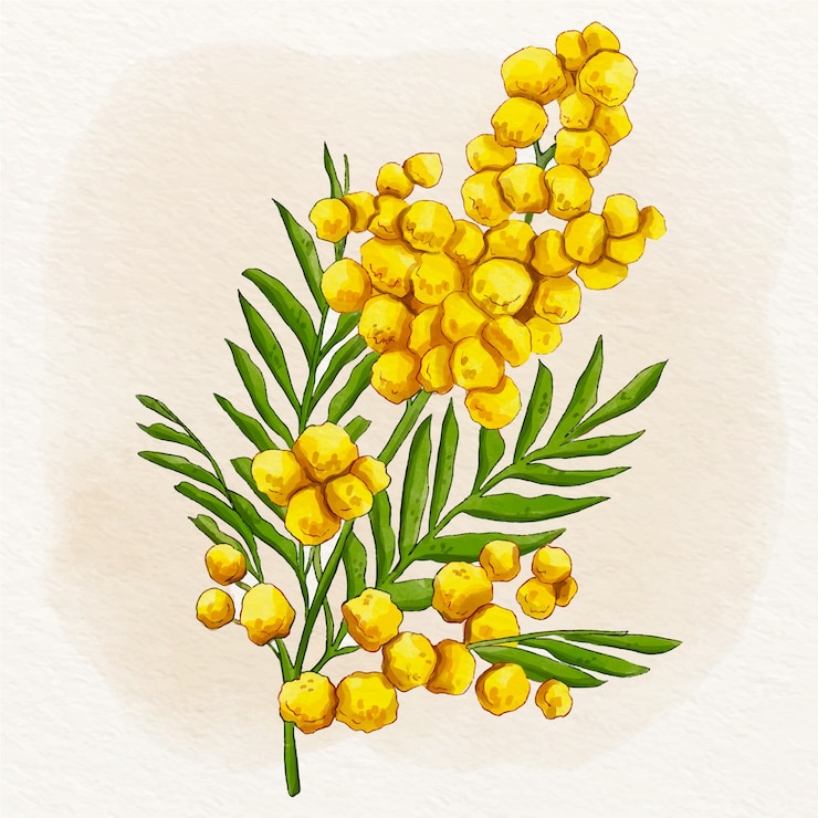 Free Vector watercolor mimosa illustration
