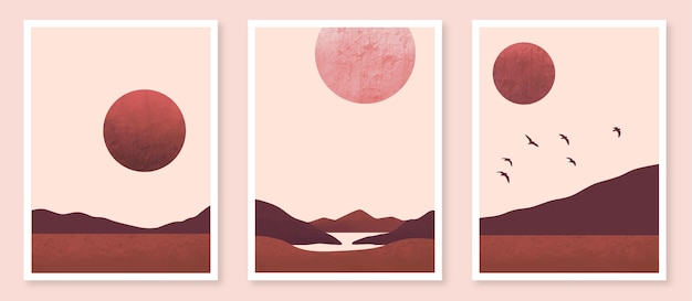 Watercolor minimal landscape covers collection