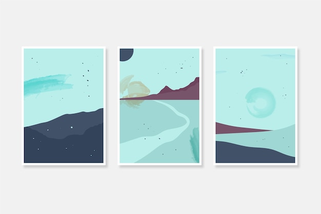 Free vector watercolor minimal landscape covers