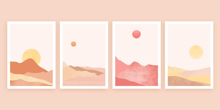 Free Vector watercolor minimal landscape covers