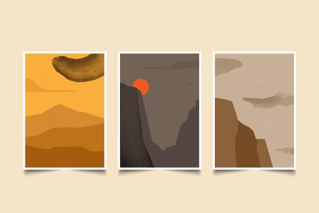 Free vector watercolor minimal landscape covers