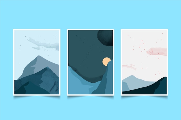 Free vector watercolor minimal landscape covers