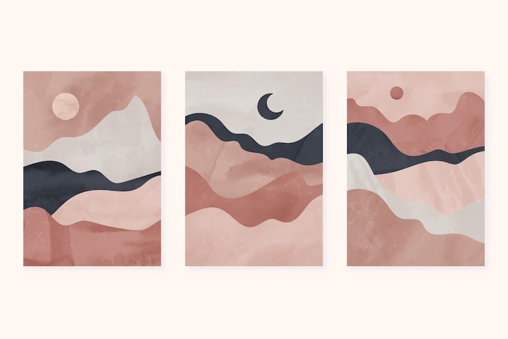 Free Vector watercolor minimal landscape covers