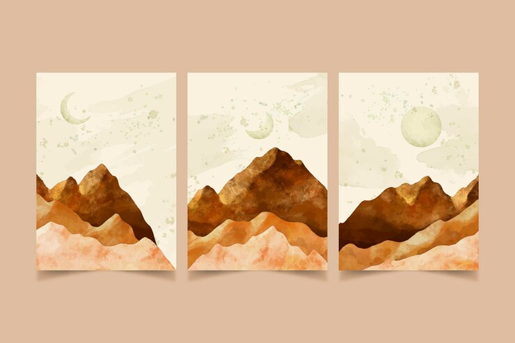Free Vector watercolor minimal landscape covers