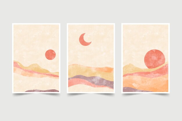 Watercolor minimal landscape covers