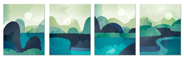 Free vector watercolor minimal landscape covers