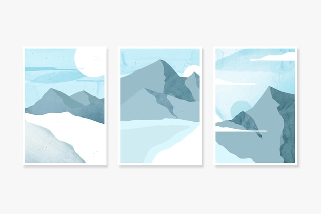 Free vector watercolor minimal landscape covers