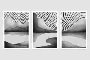 Бесплатное векторное изображение Акварельные минималистичные пейзажные обложки