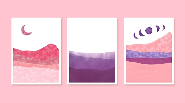 Free vector watercolor minimal landscape covers