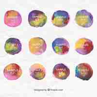 Free vector watercolor mixture stain collection