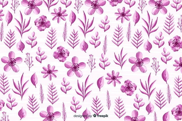 Watercolor monochromatic floral background