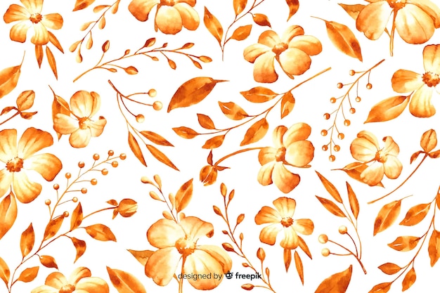 Watercolor monochromatic floral background