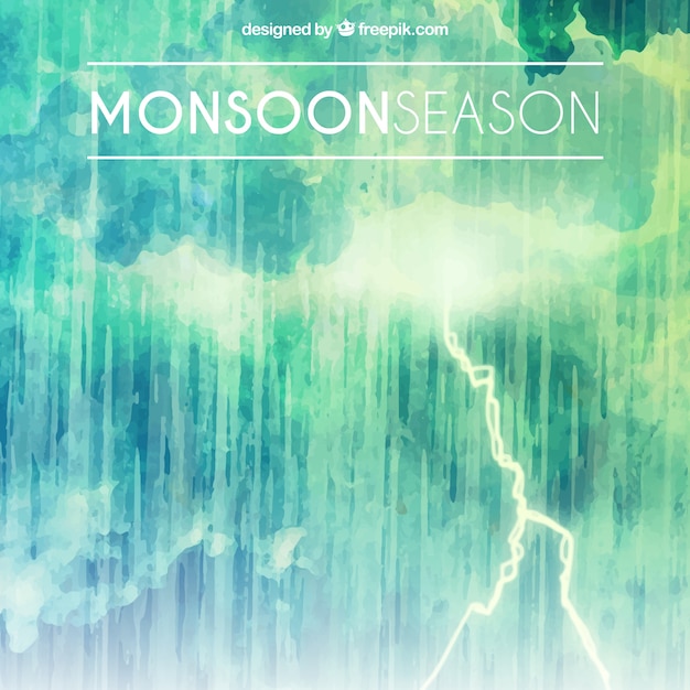 Watercolor monsoon season composition