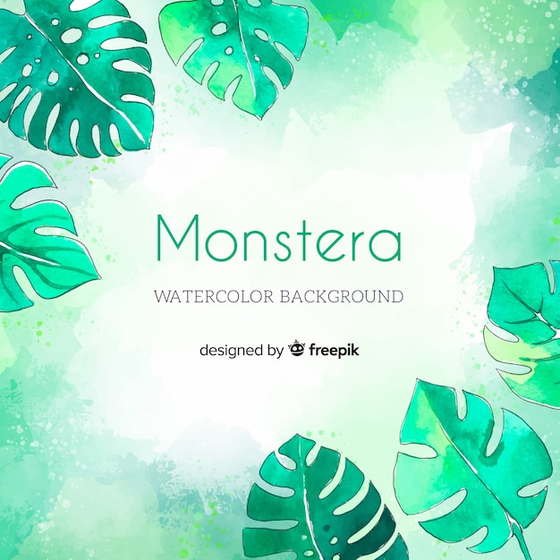 Watercolor monstera background