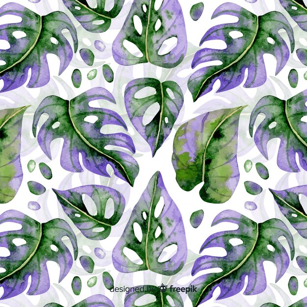 Watercolor monstera pattern