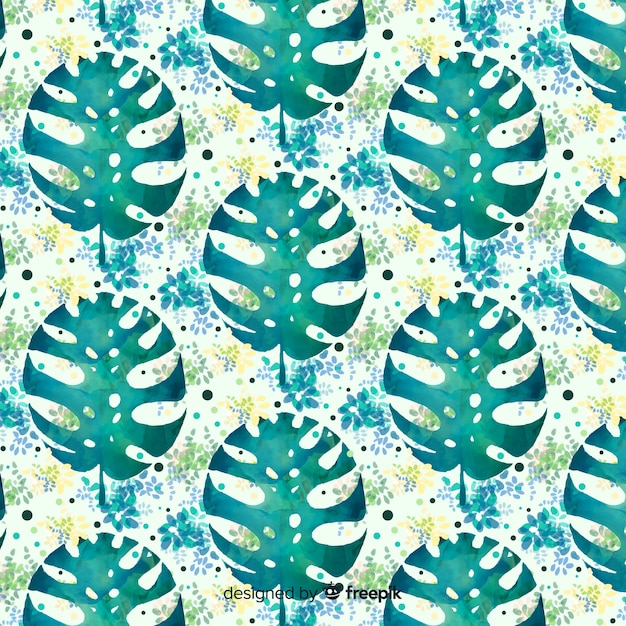 Free vector watercolor monstera pattern