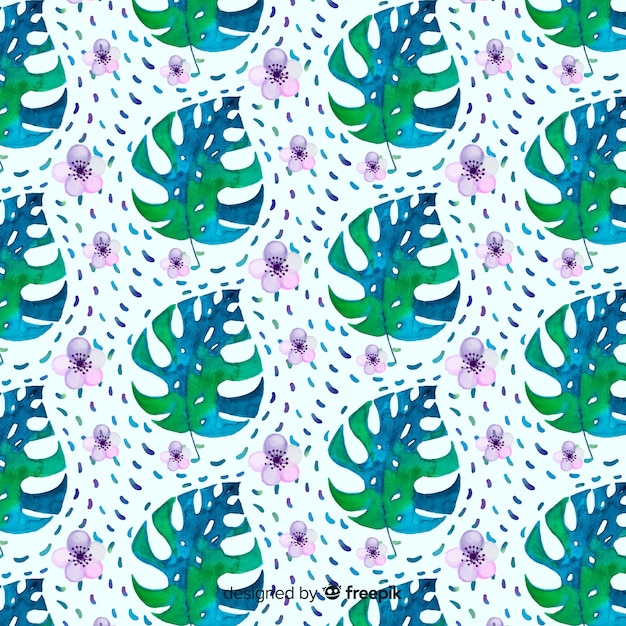 Free vector watercolor monstera pattern