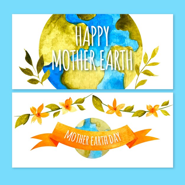Watercolor mother earth day banner concept