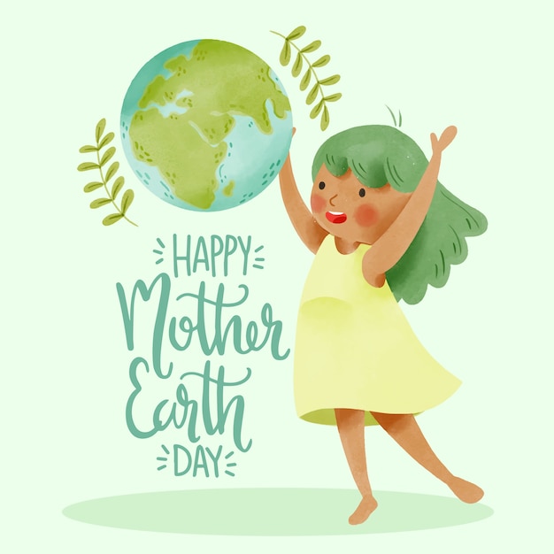 Празднование Дня Матери-Земли акварели