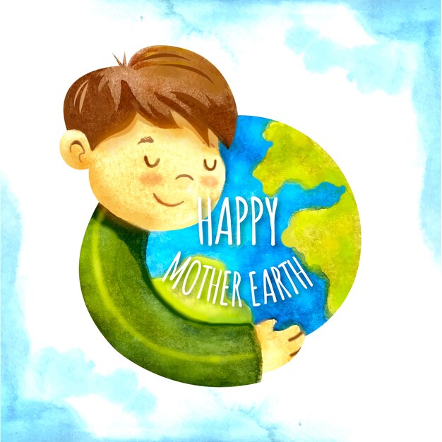 Watercolor mother earth day concept