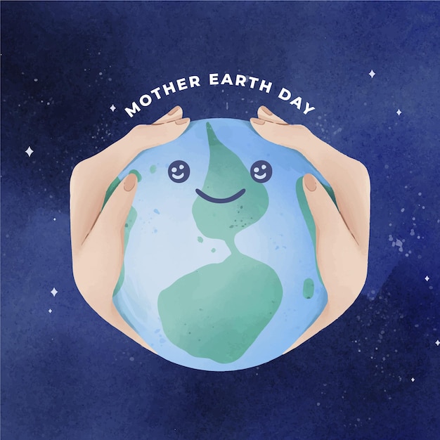 Watercolor mother earth day illustration