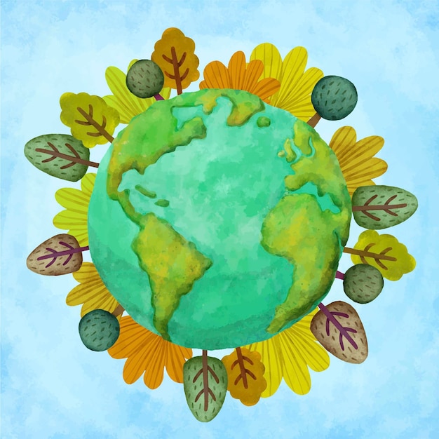 Watercolor mother earth day illustration