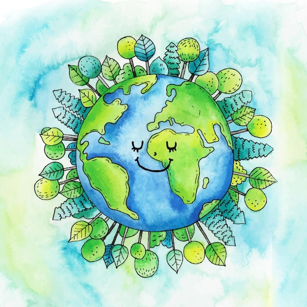 Free vector watercolor mother earth day illustration