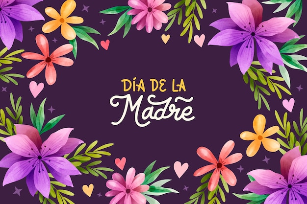 Watercolor mother's day background in spanish