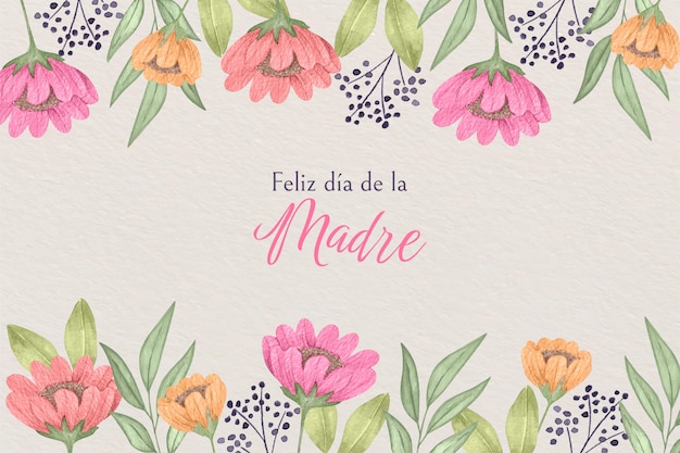 Free vector watercolor mother's day background in spanish