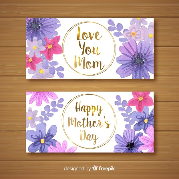 Watercolor mother's day banners