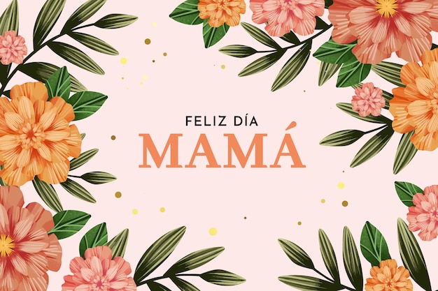 Акварель день матери цветочный фон на испанском языке