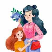 Free vector watercolor mother's day illustration