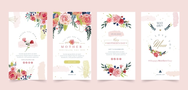 Watercolor mother's day instagram stories collection