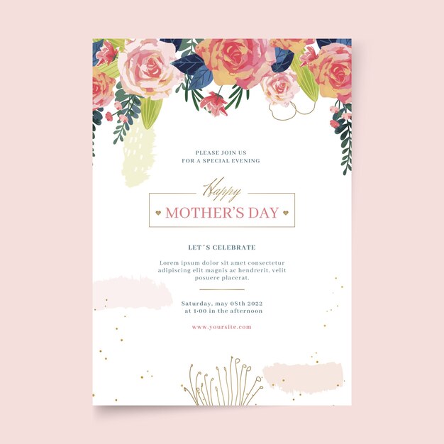 Watercolor mother's day invitation template
