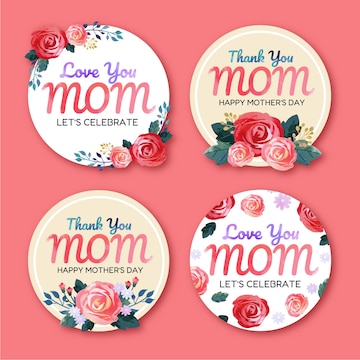 free vector watercolor mother s day labels collection