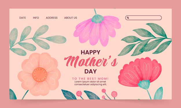 Watercolor mother's day landing page template