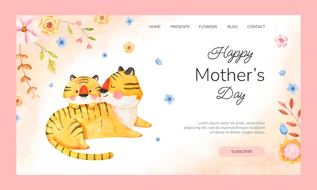 Free vector watercolor mother's day landing page template