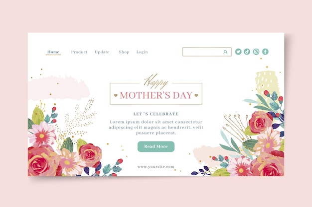 Free vector watercolor mother's day landing page template