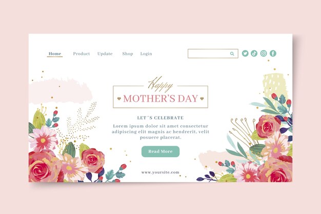Watercolor mother's day landing page template