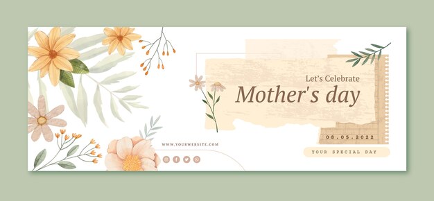 Watercolor mother's day social media cover template