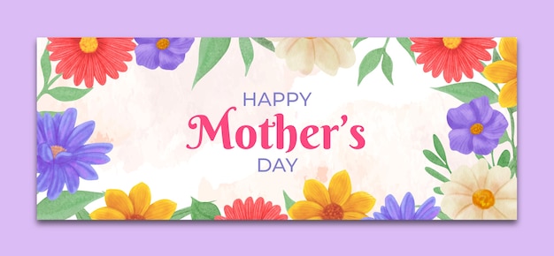 Watercolor mother's day social media cover template