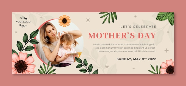 Free vector watercolor mother's day social media cover template