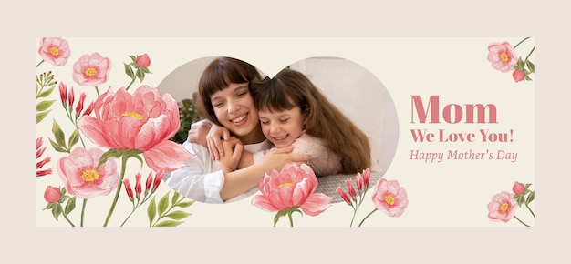 Modello di copertina dei social media per la festa della mamma dell'acquerello