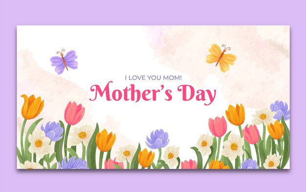 Watercolor mother's day social media post template